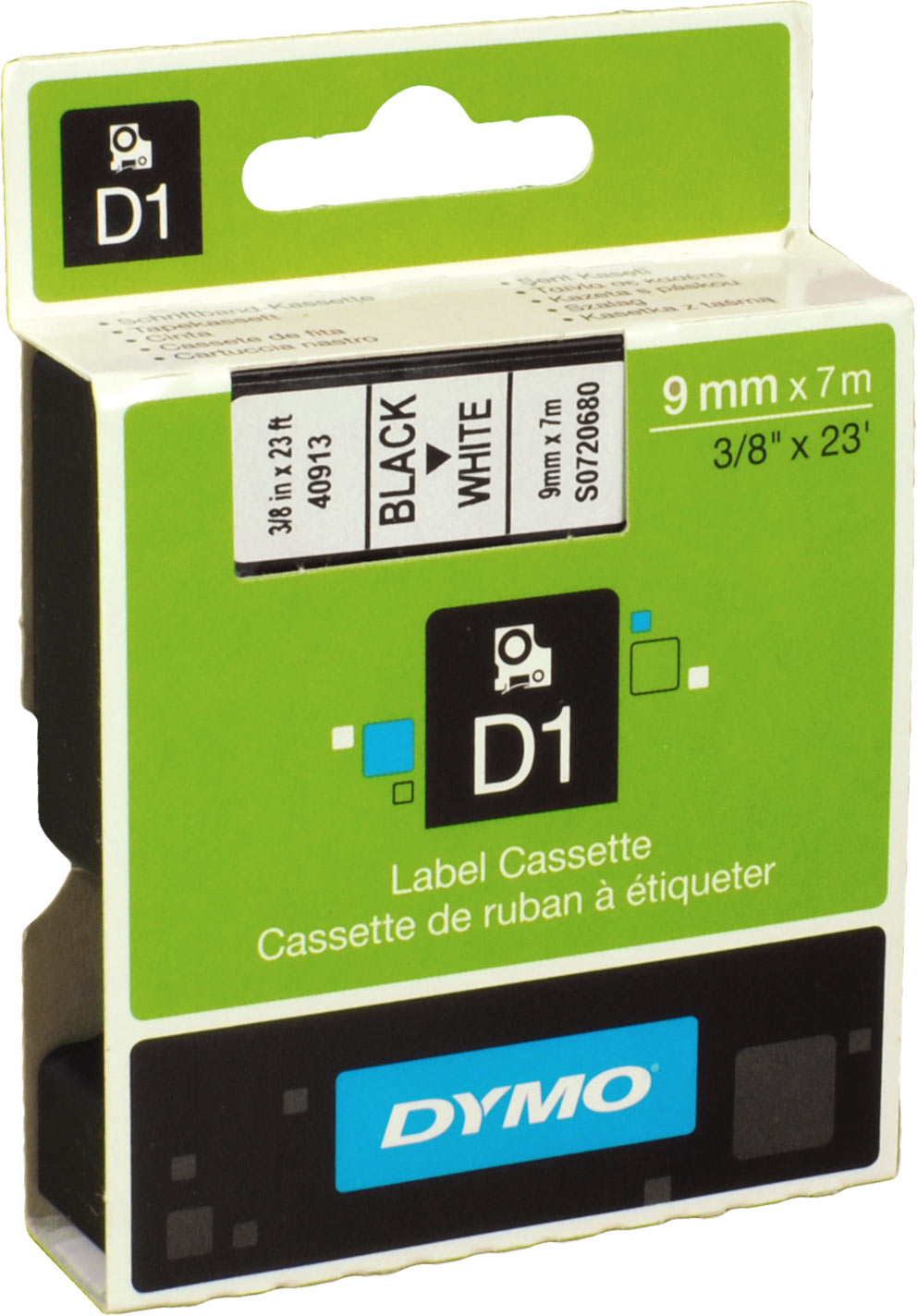 Dymo Originalband 40913  schwarz auf weiß  9mm x 7m