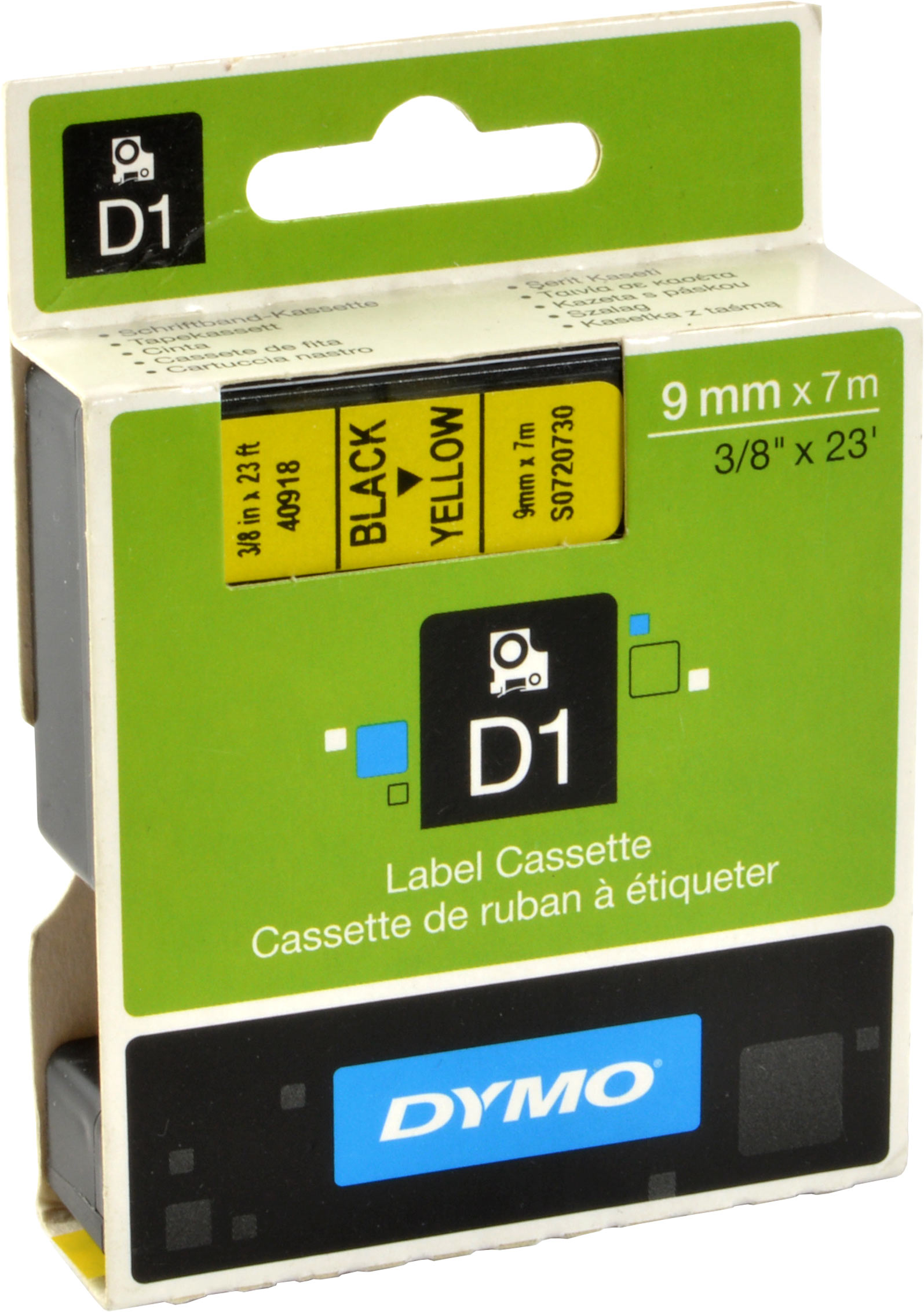 Dymo Originalband 40918  schwarz auf gelb  9mm x 7m