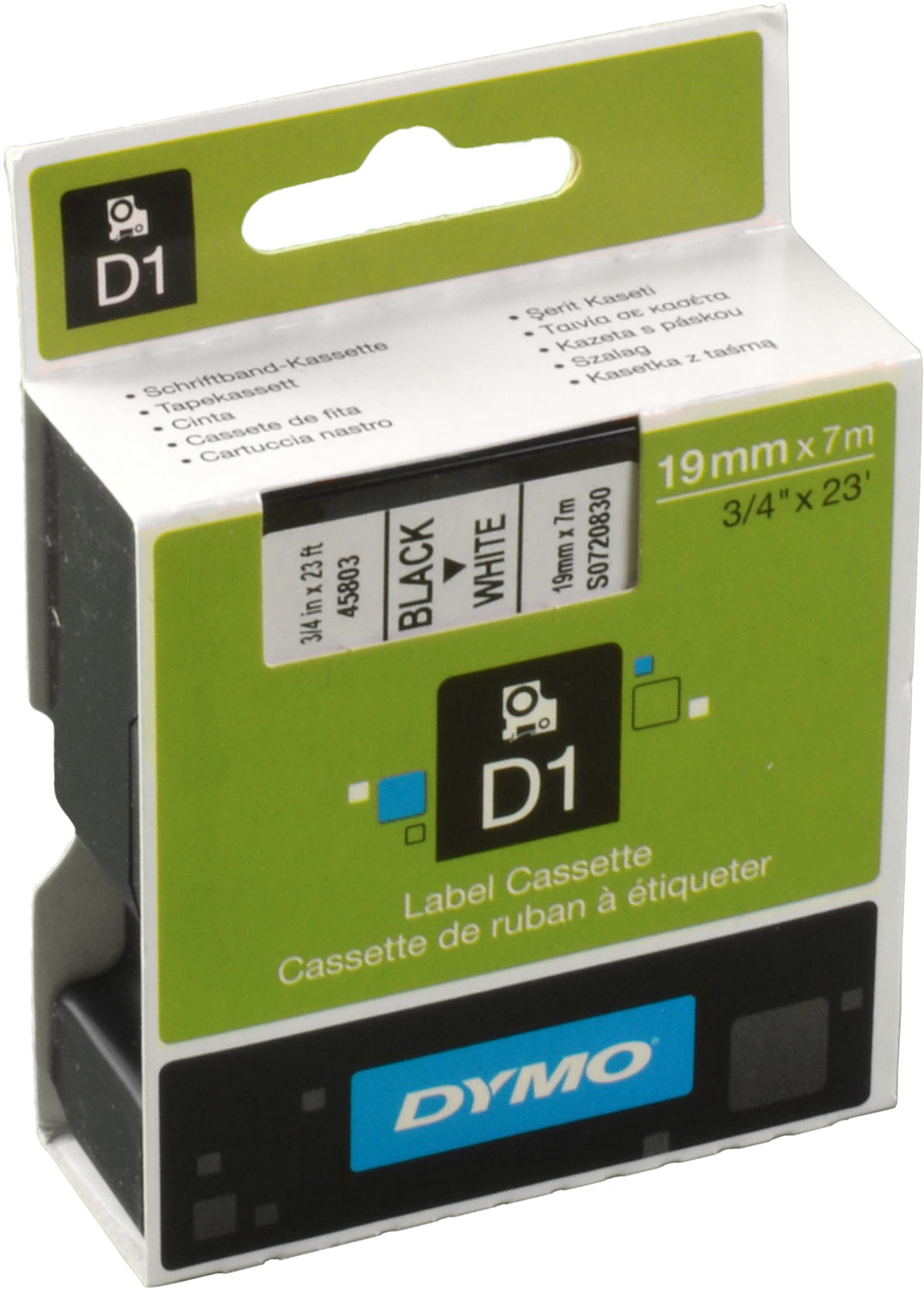 Dymo Originalband 45803  schwarz auf weiß  19mm x 7m