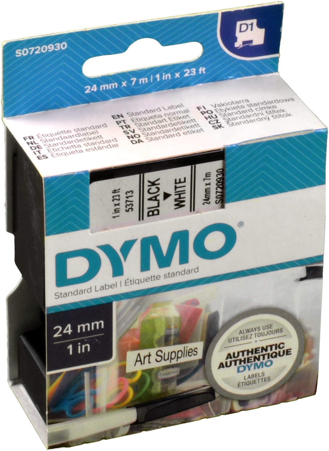 Dymo Originalband 53713  schwarz auf weiss  24mm x 7m