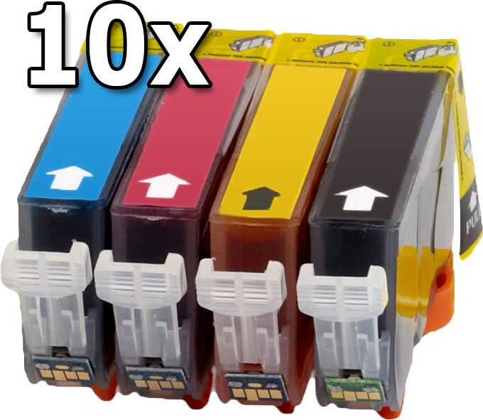10 Ampertec Tinten für Canon CLI-521 BK C M Y  4-farbig