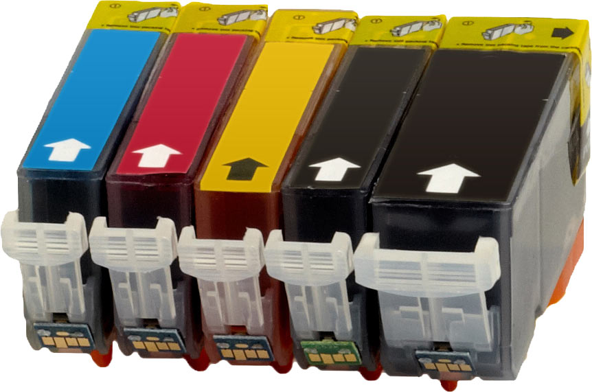 5 Ampertec Tinten für PGI-520 + CLI-521 BK C M Y  4-farbig