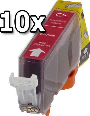 10 Ampertec Tinten für Canon CLI-521M  magenta
