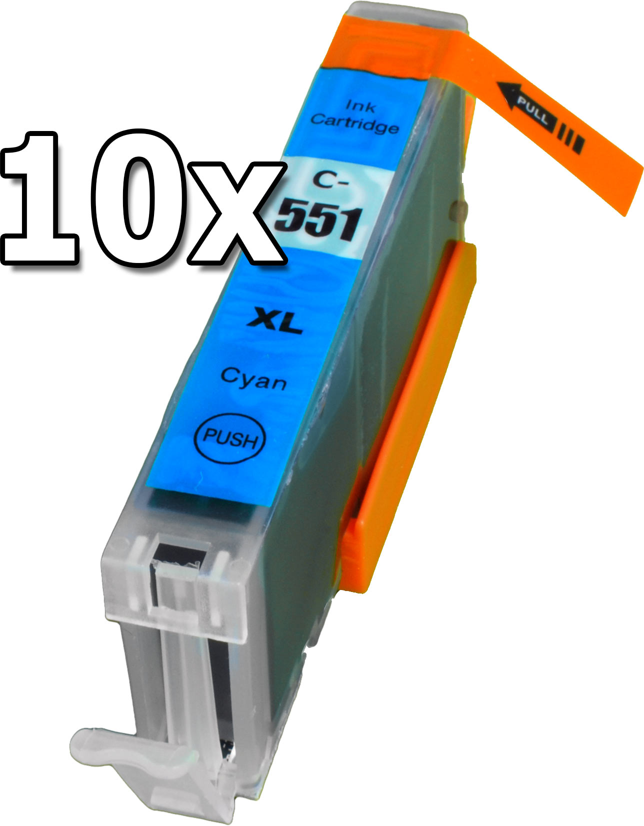 10 Ampertec Tinten für Canon CLI-551XLC  cyan