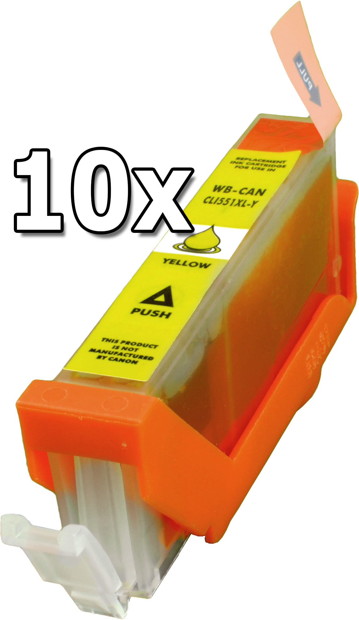 10 Ampertec Tinten für Canon CLI-551XLY  yellow