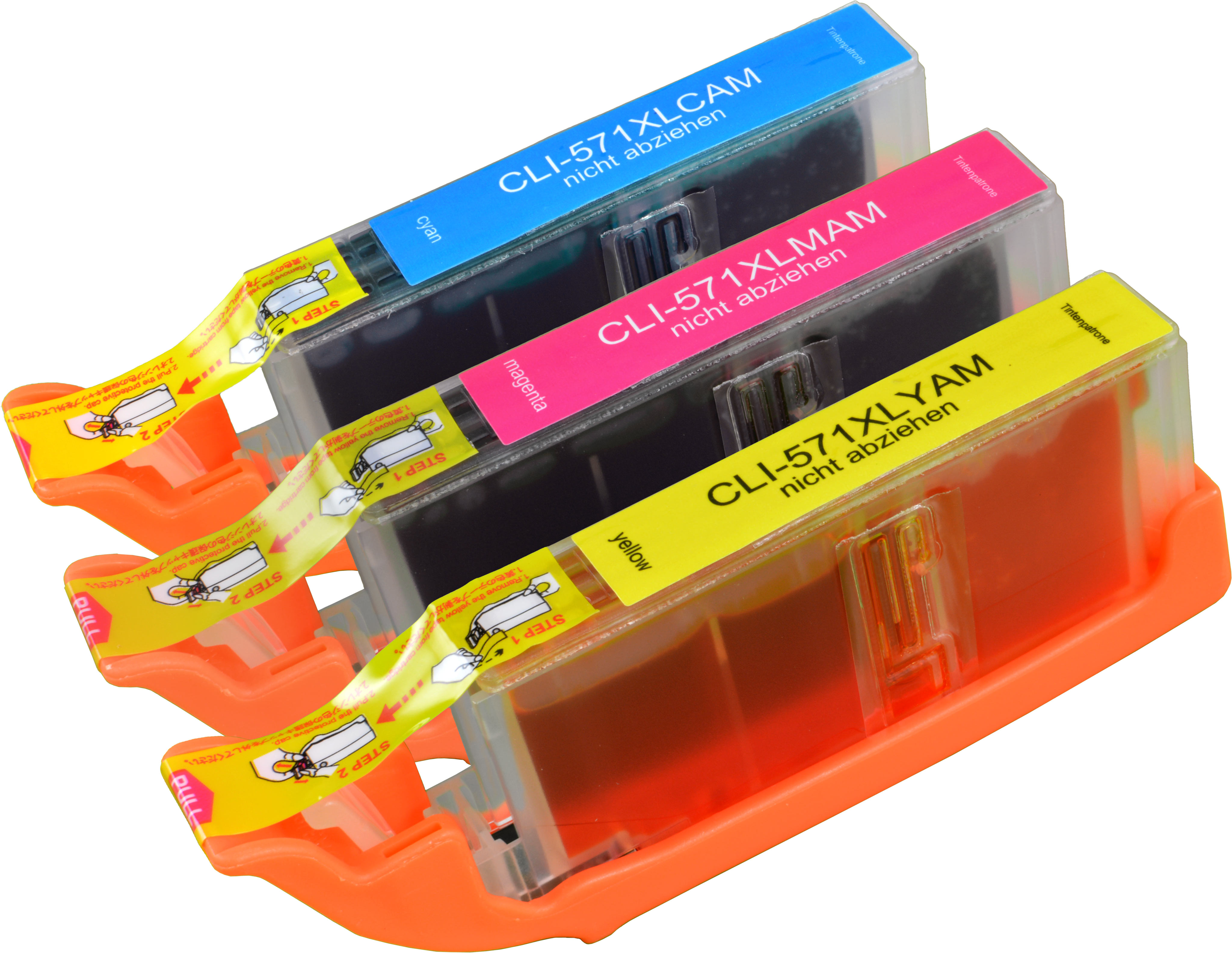 3 Ampertec Tinten für Canon CLI-571XL C M Y  3-farbig