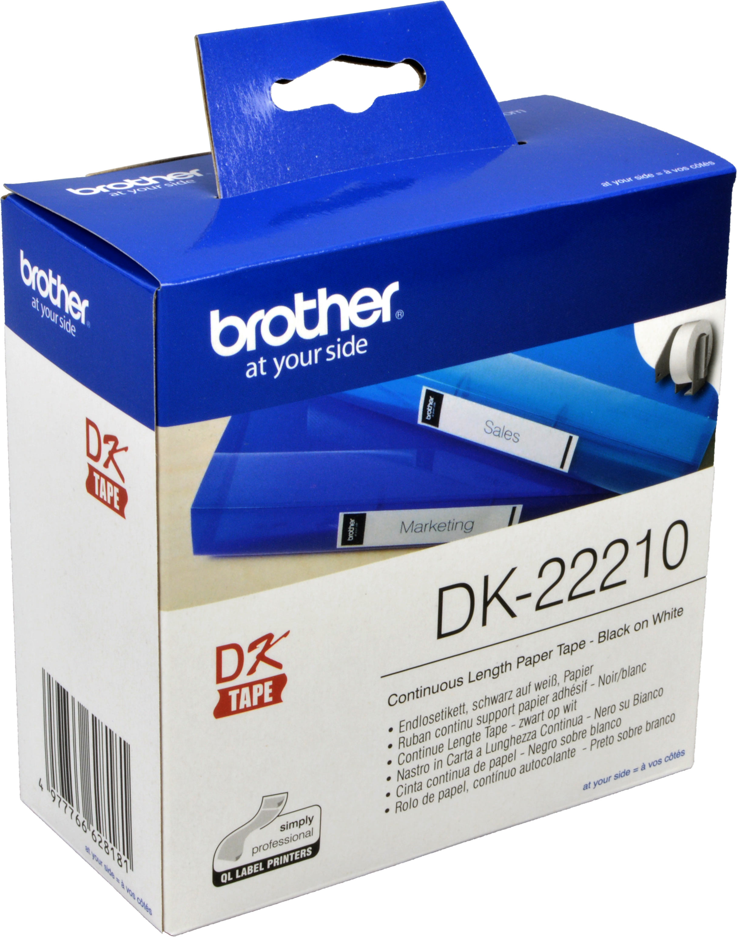 Brother PT Etiketten DK22210  weiss  29mm x 30,48m  Rolle
