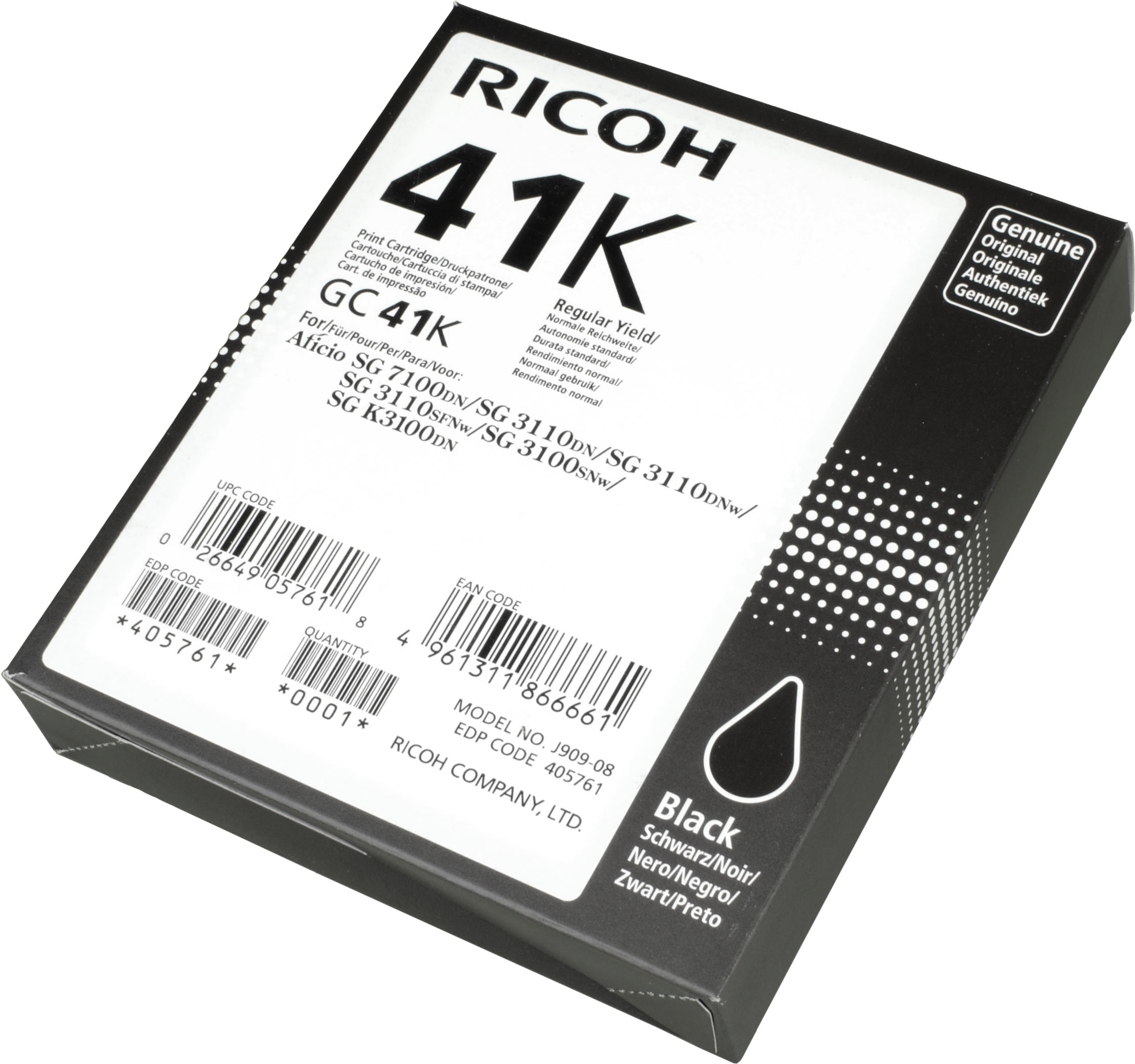 Ricoh Gel Cartridge 405761 GC-41K  schwarz OEM