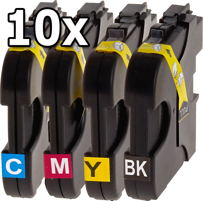 10 Ampertec Tinten kompatibel mit Brother LC-985BK C M Y  4-farbig