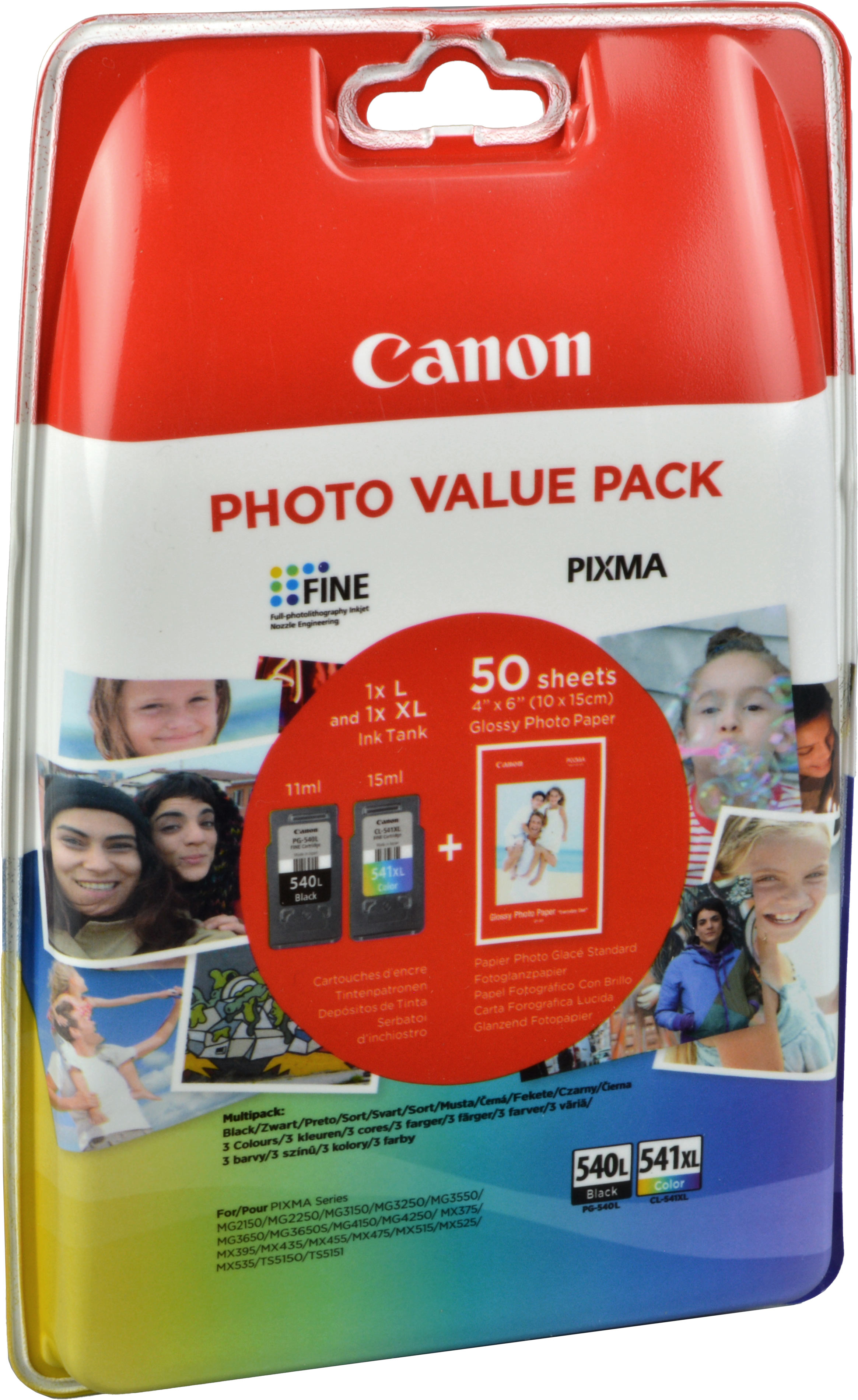 2 Canon Tinten 5224B012 PG-540L + CL-541XL 4-farbig + Papier