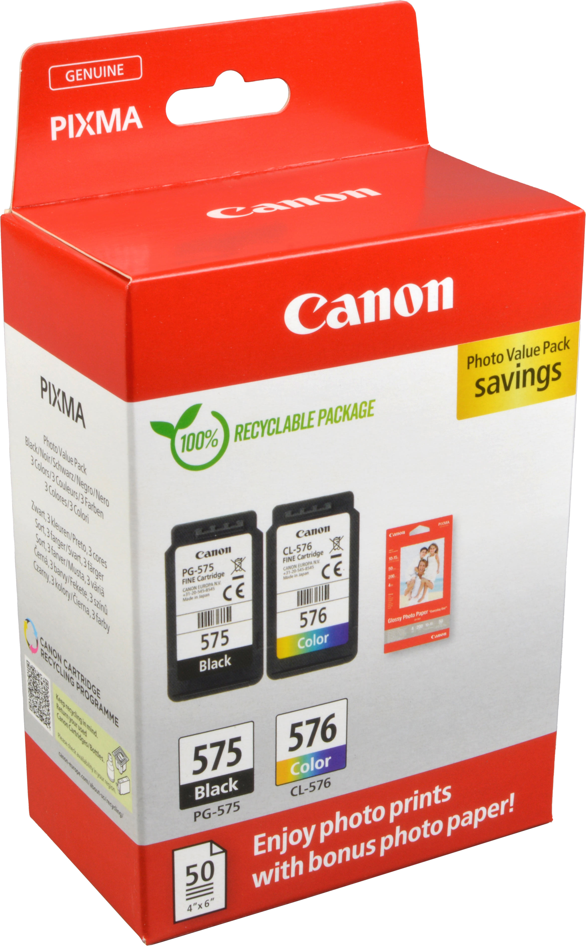 2 Canon Tinten 5438C004 Photo Value Pack PG-575 + CL-576 4-farbig +