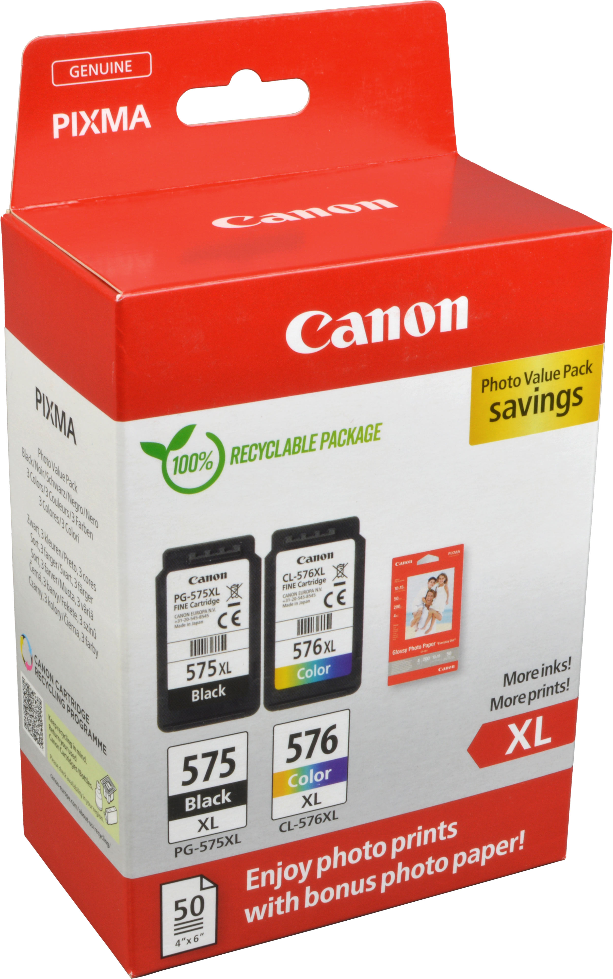 2 Canon Tinten 5437C006 Photo Value Pack PG-575XL + CL-576XL 4-farbig