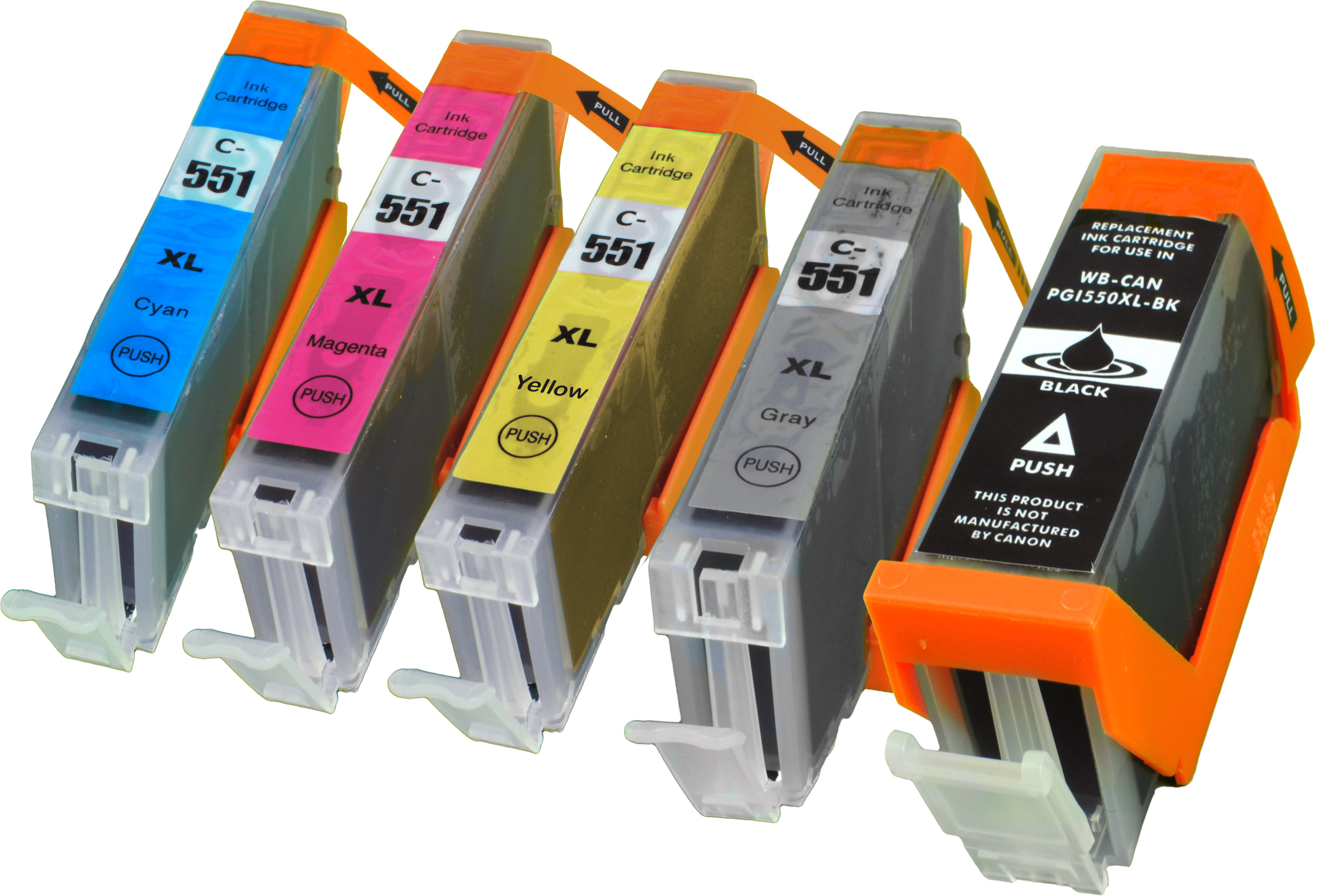 5 Ampertec Tinten für PGI-550XL  CLI-551XL C M Y GY  5-farbig