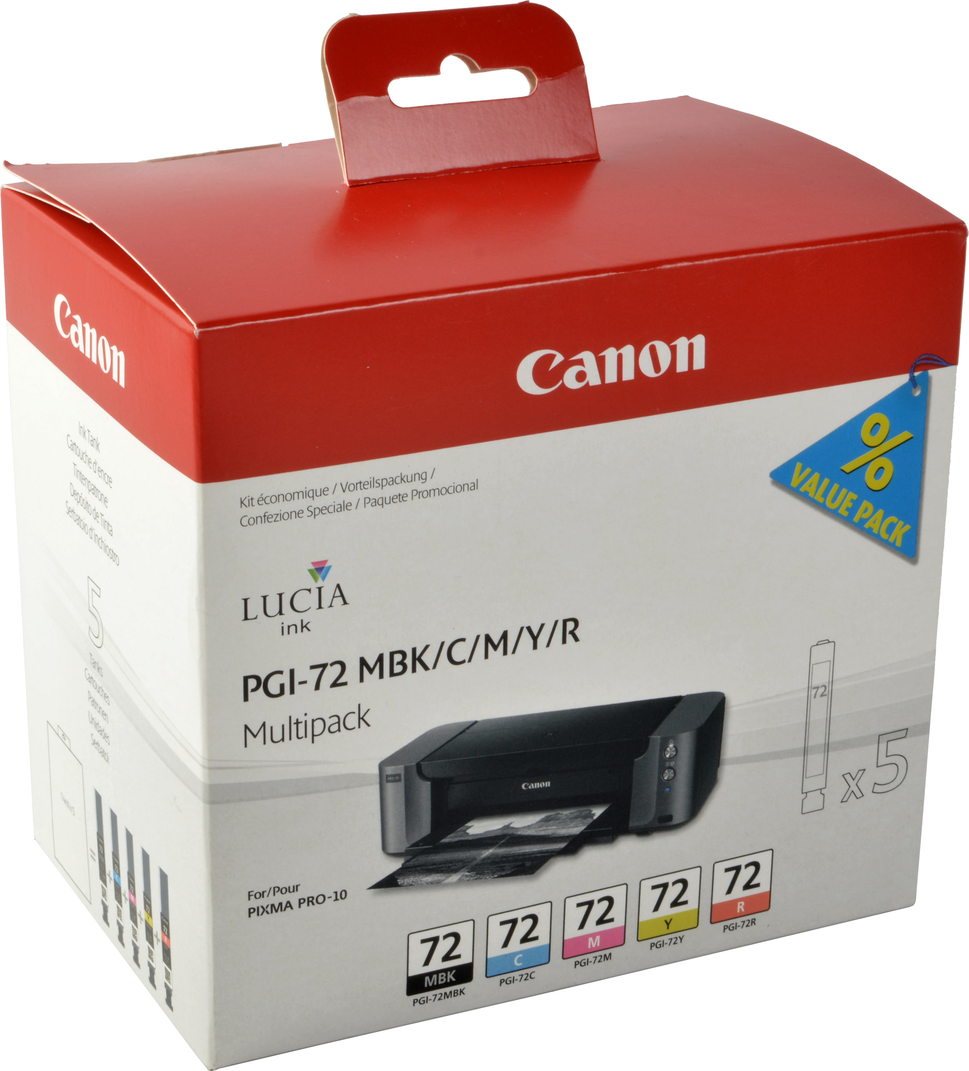 5 Canon Tinten 6402B009  PGI-72  Multipack  je 1 x MBK / C / M / Y / R