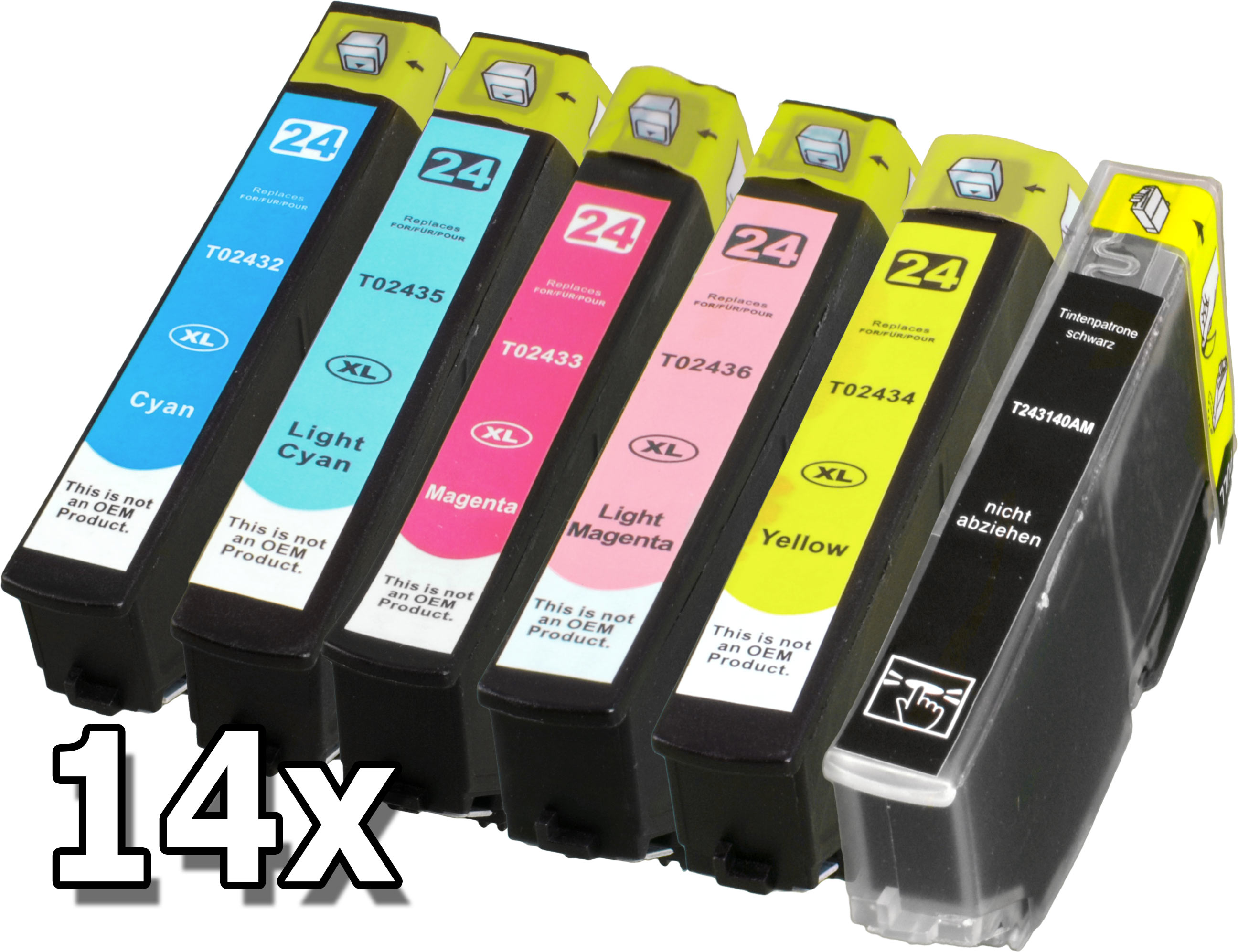 14 Ampertec Tinten für Epson C13T2431-2436  6-farbig No 24XL