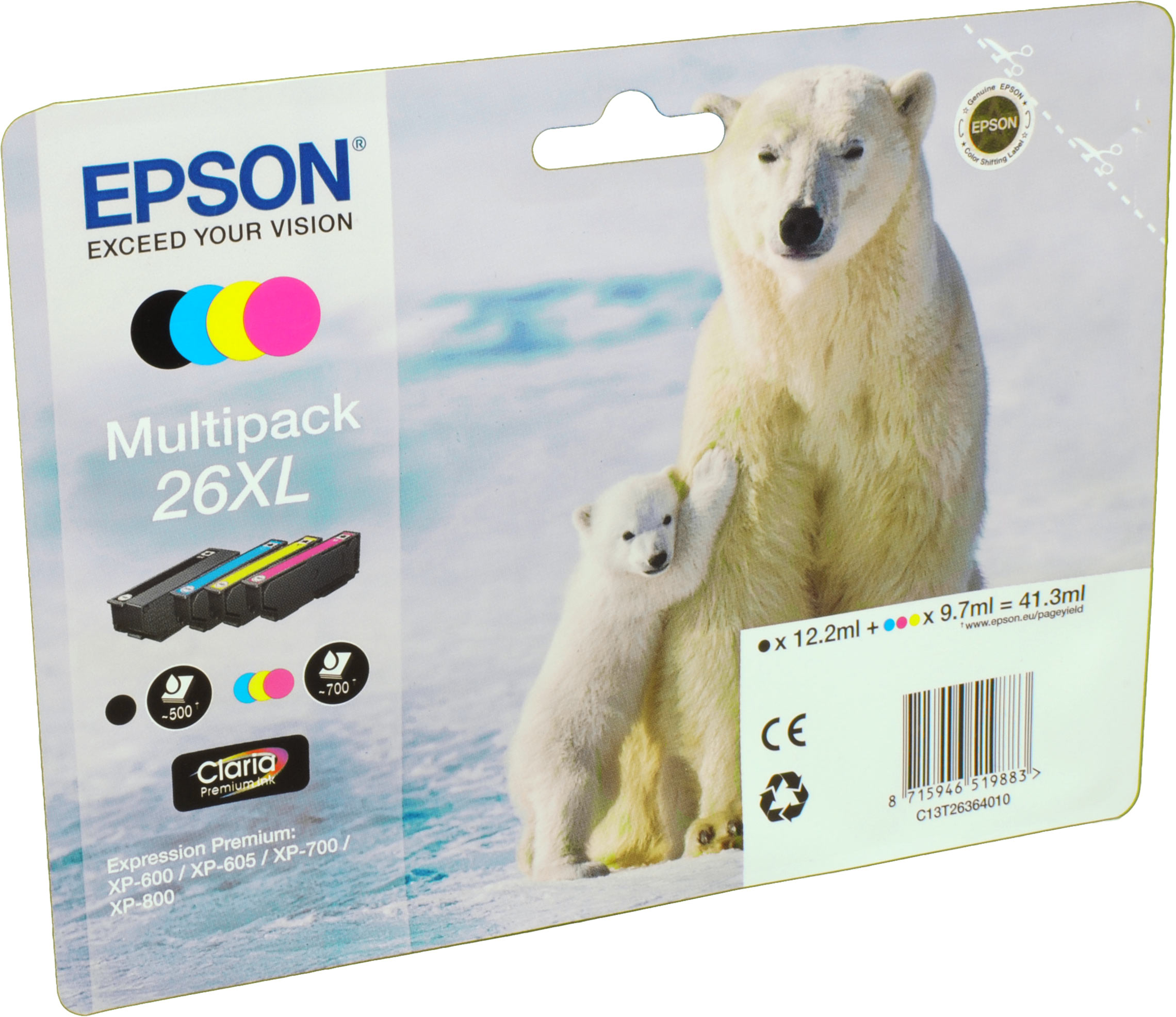 4 Epson Tinten C13T26364010  26XL  4-farbig