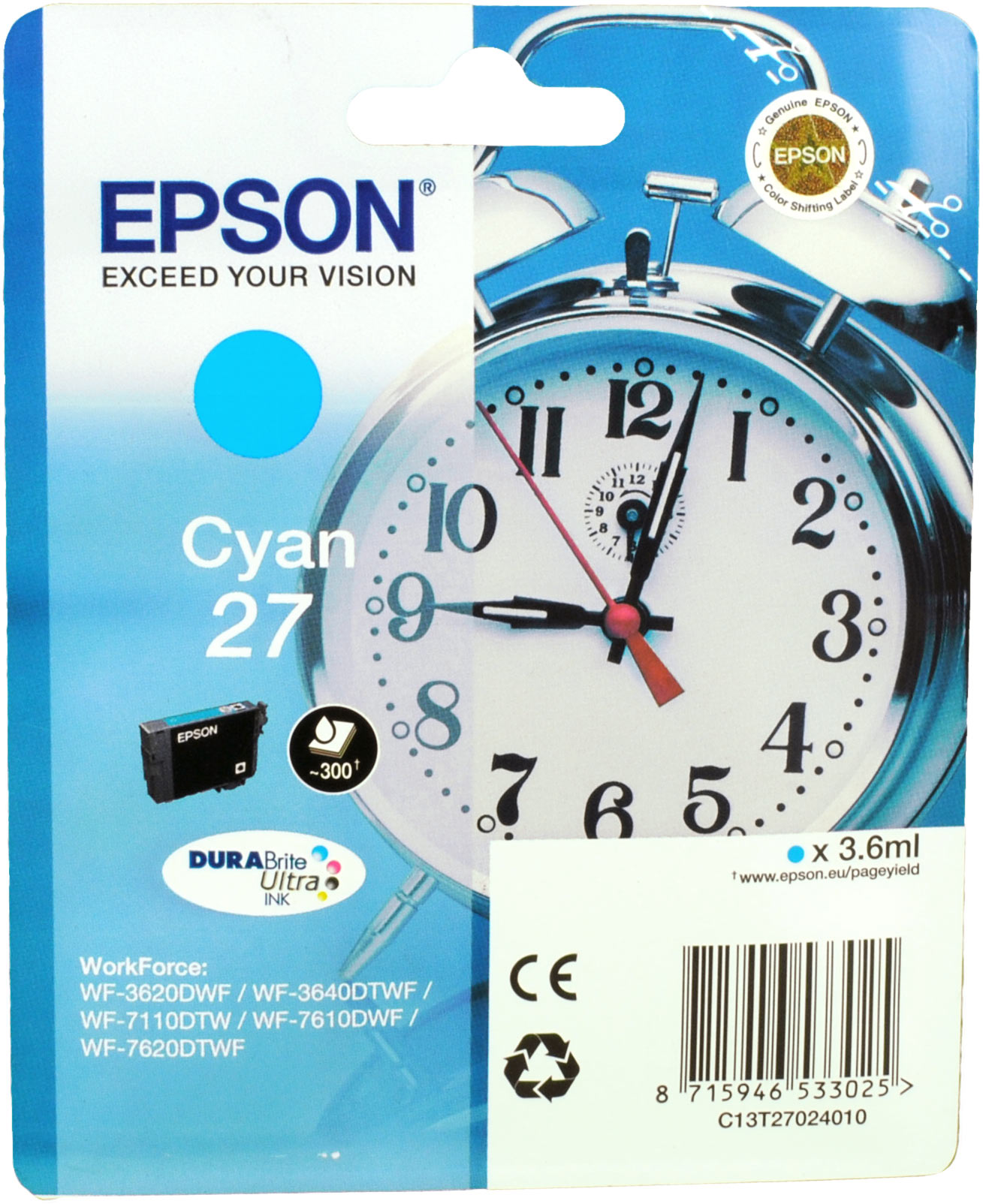 Epson Tinte C13T27024012 Cyan 27  cyan