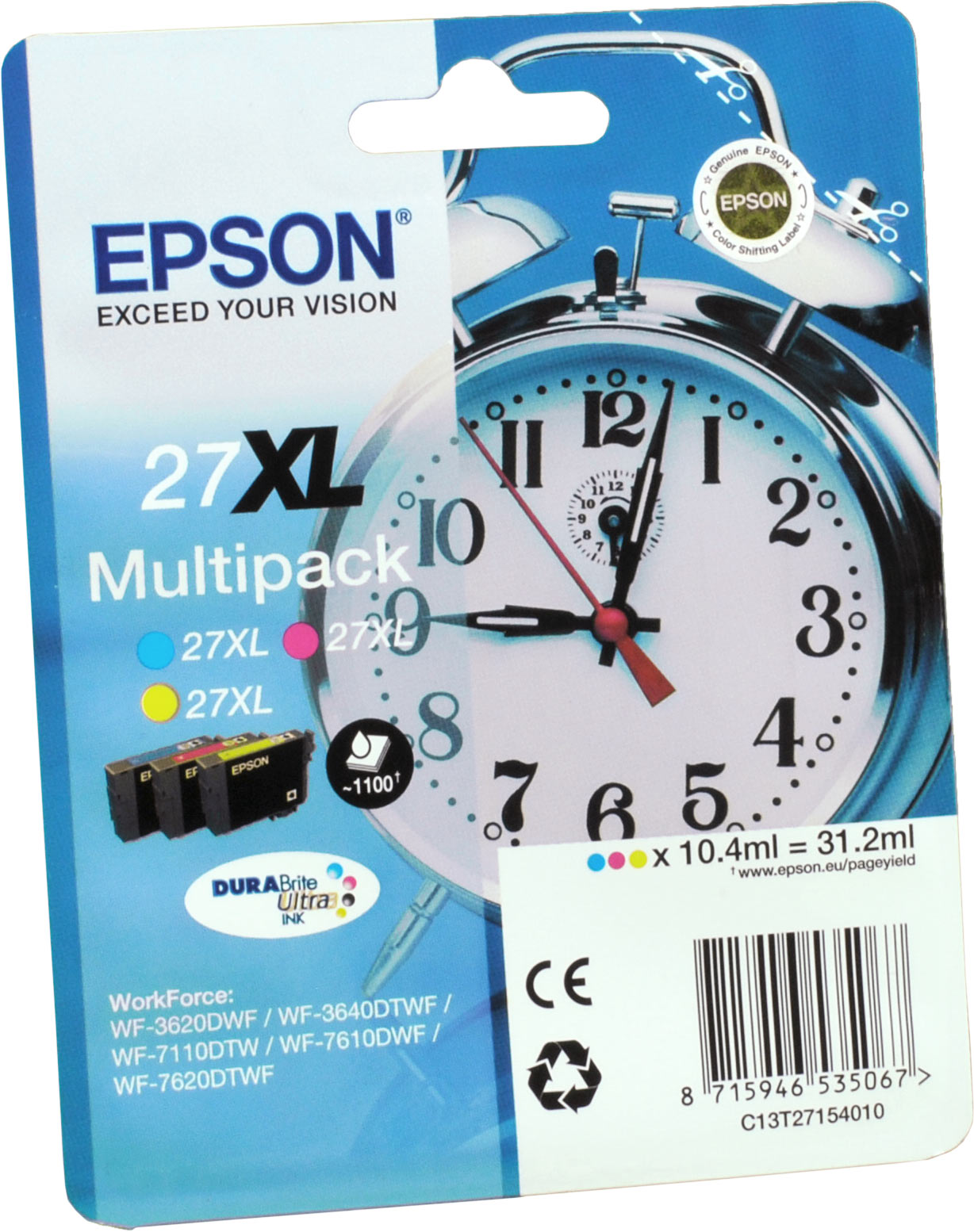 3 Epson Tinten C13T27154012  27XL  3-farbig