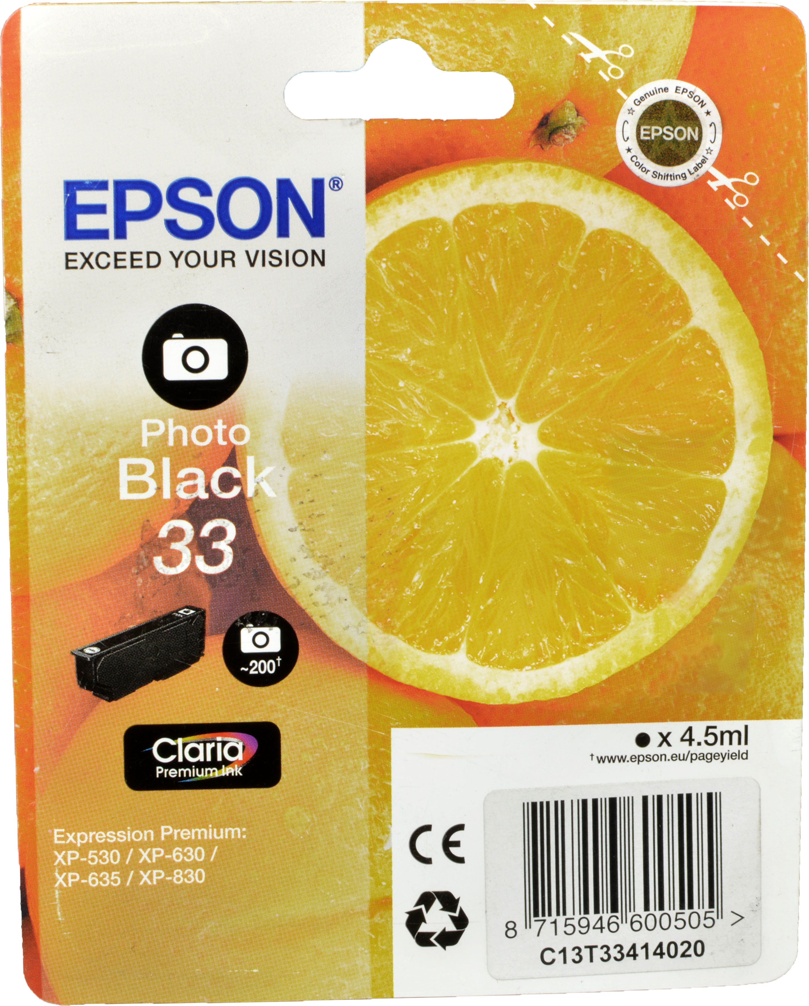 Epson Tinte C13T33414012 Photo Black 33  foto schwarz