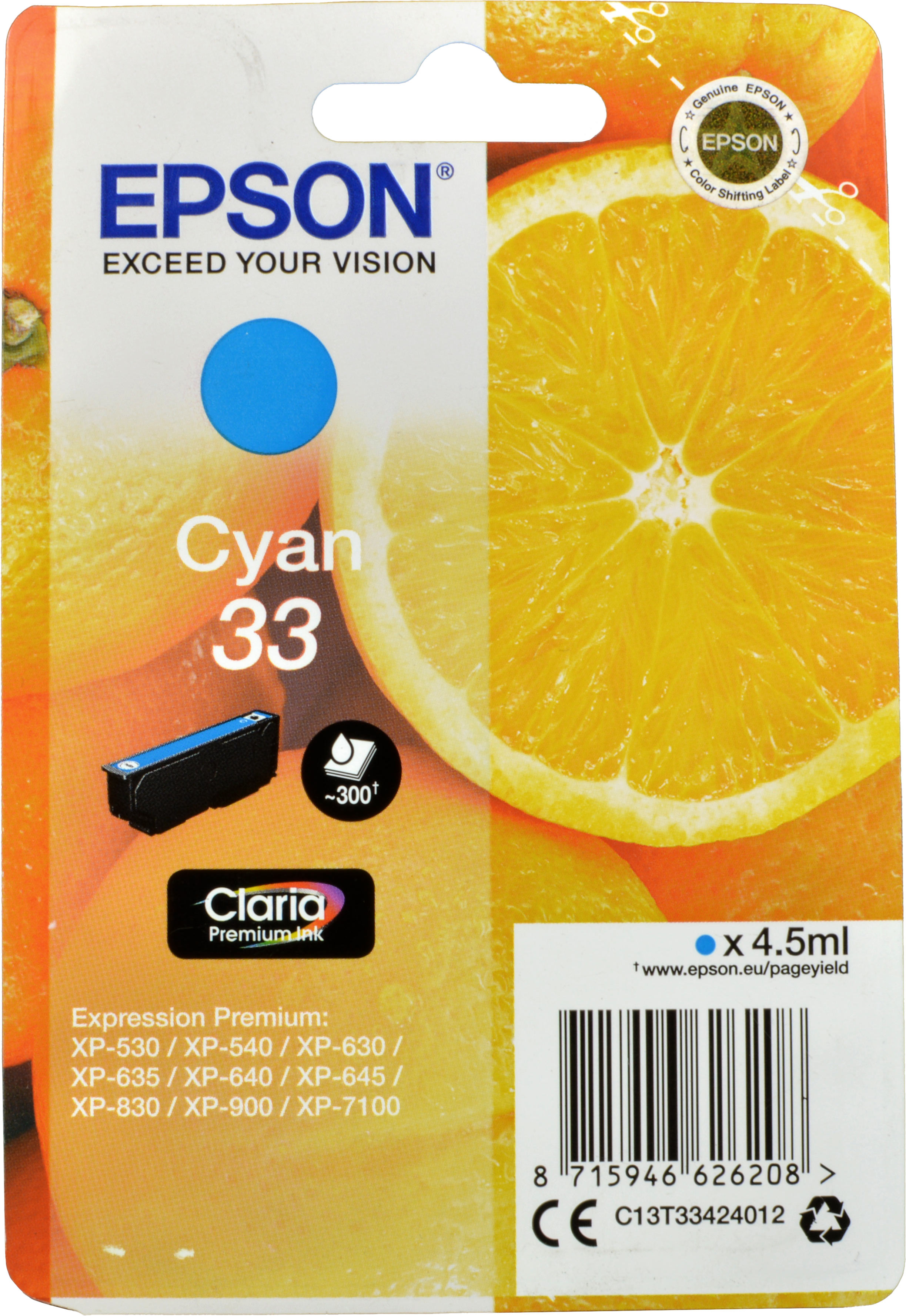 Epson Tinte C13T33424012 Cyan 33  cyan