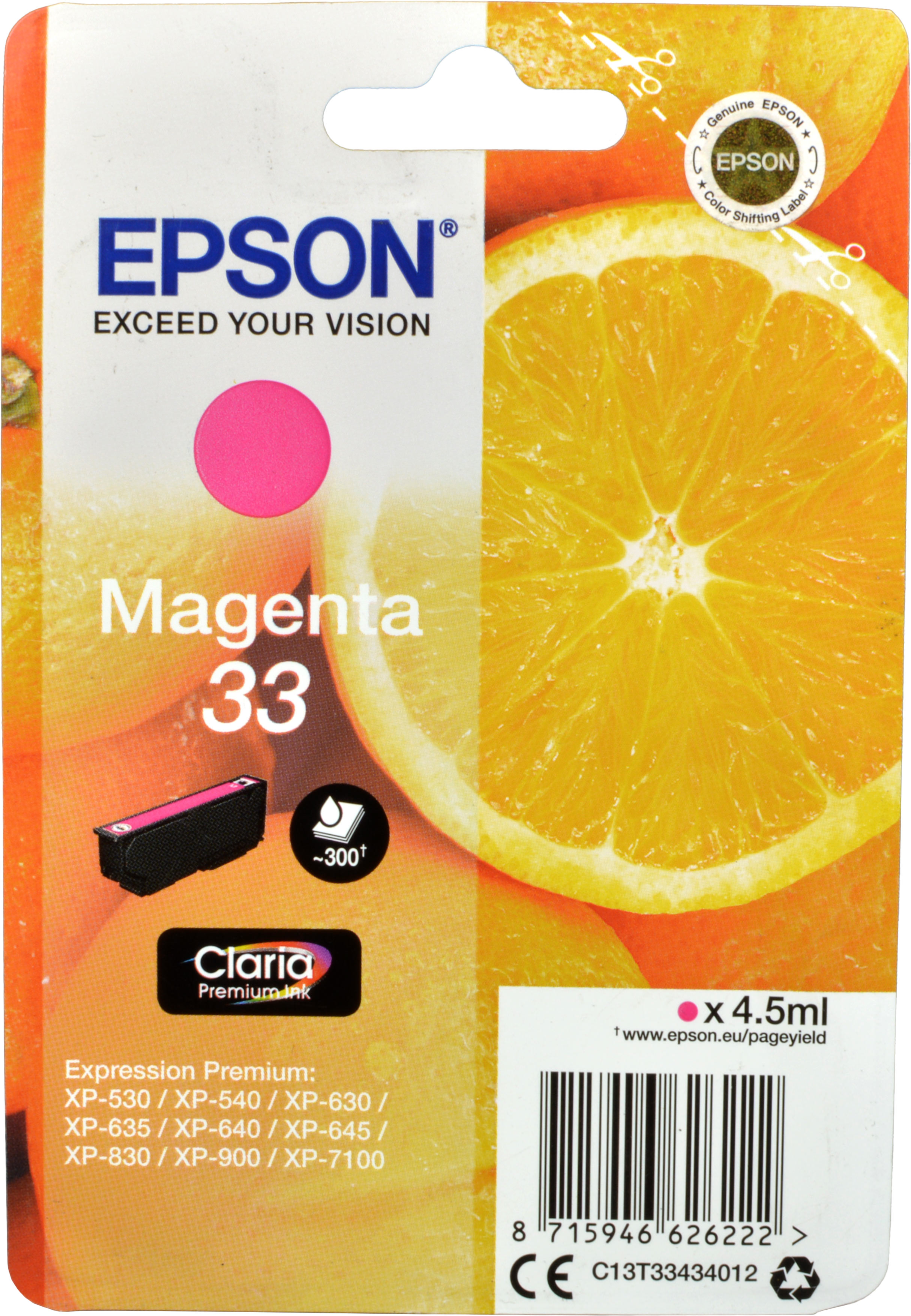 Epson Tinte C13T33434012 Magenta 33  magenta