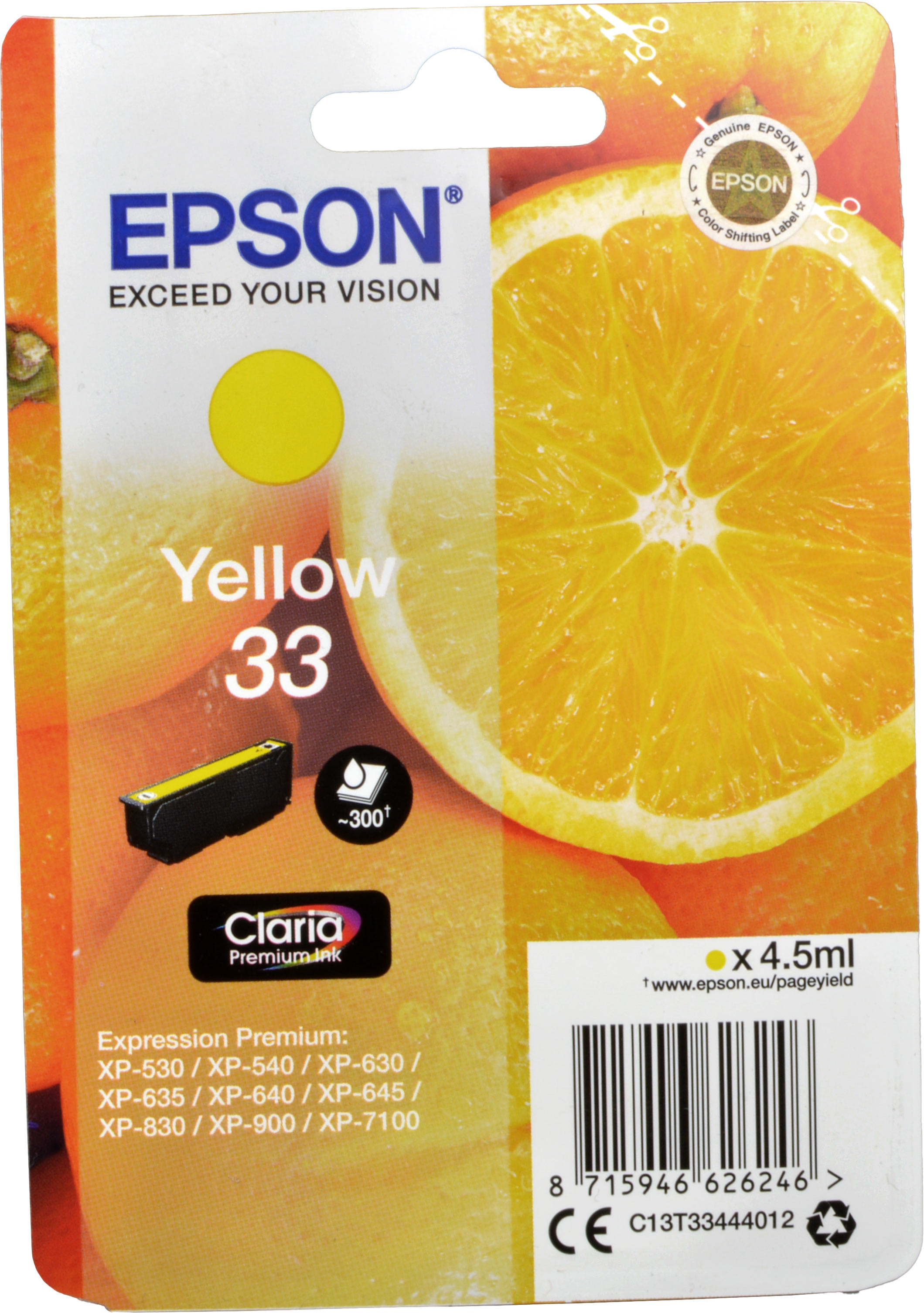 Epson Tinte C13T33444012 Yellow 33  yellow