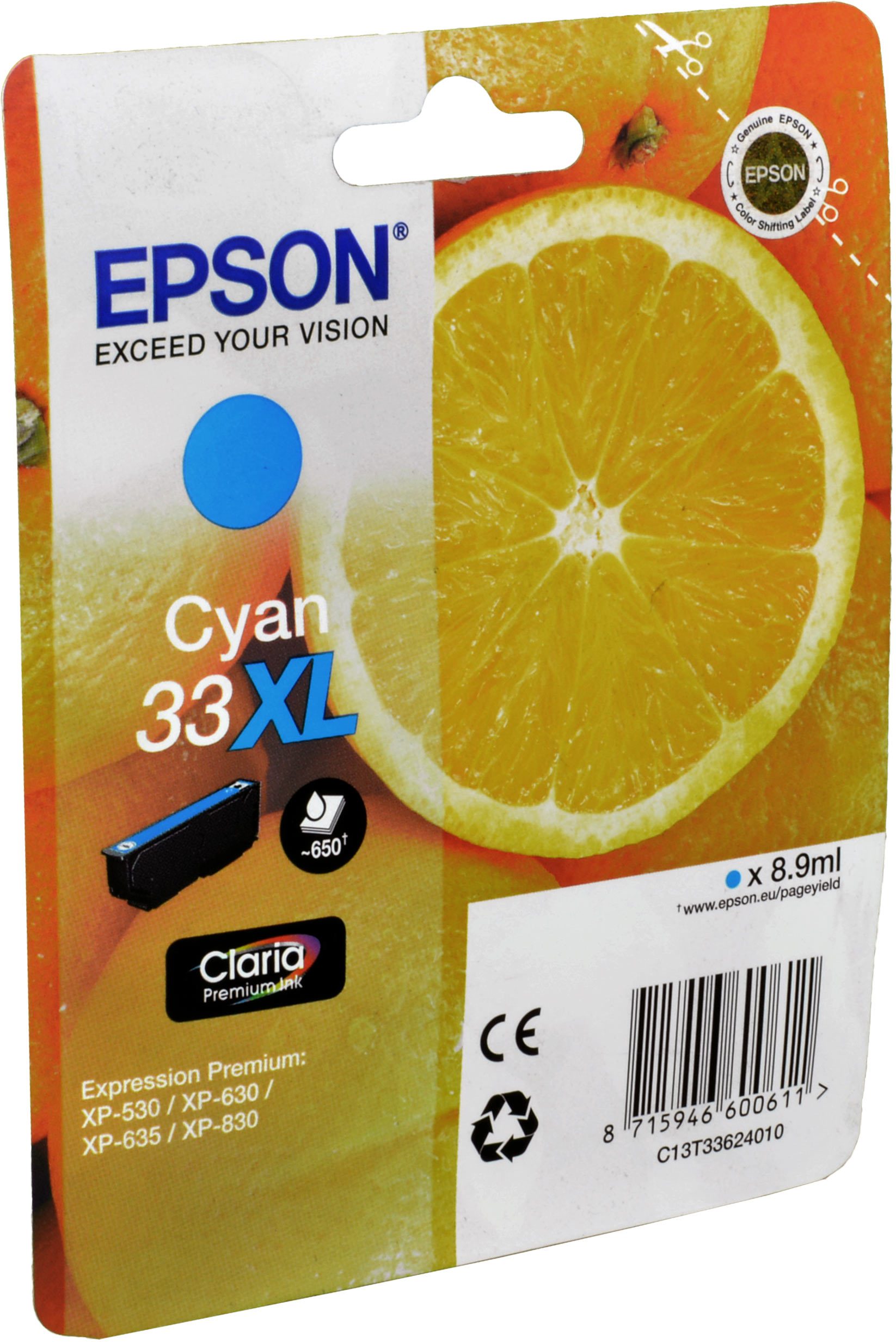 Epson Tinte C13T33624012 Cyan 33XL  cyan
