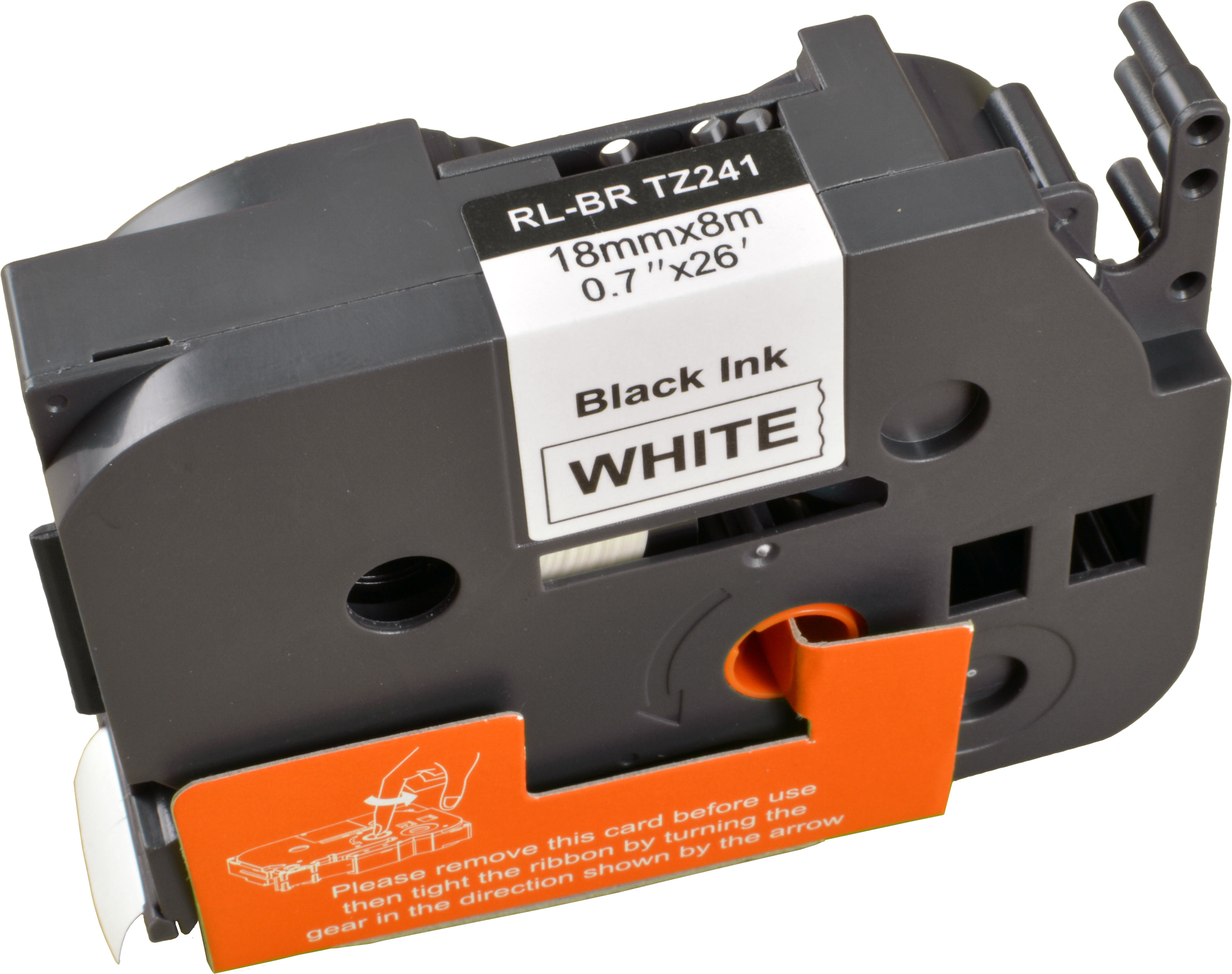 P-Touch Band kompatibel zu TZe-241  schwarz auf weiß  18mm / 8m